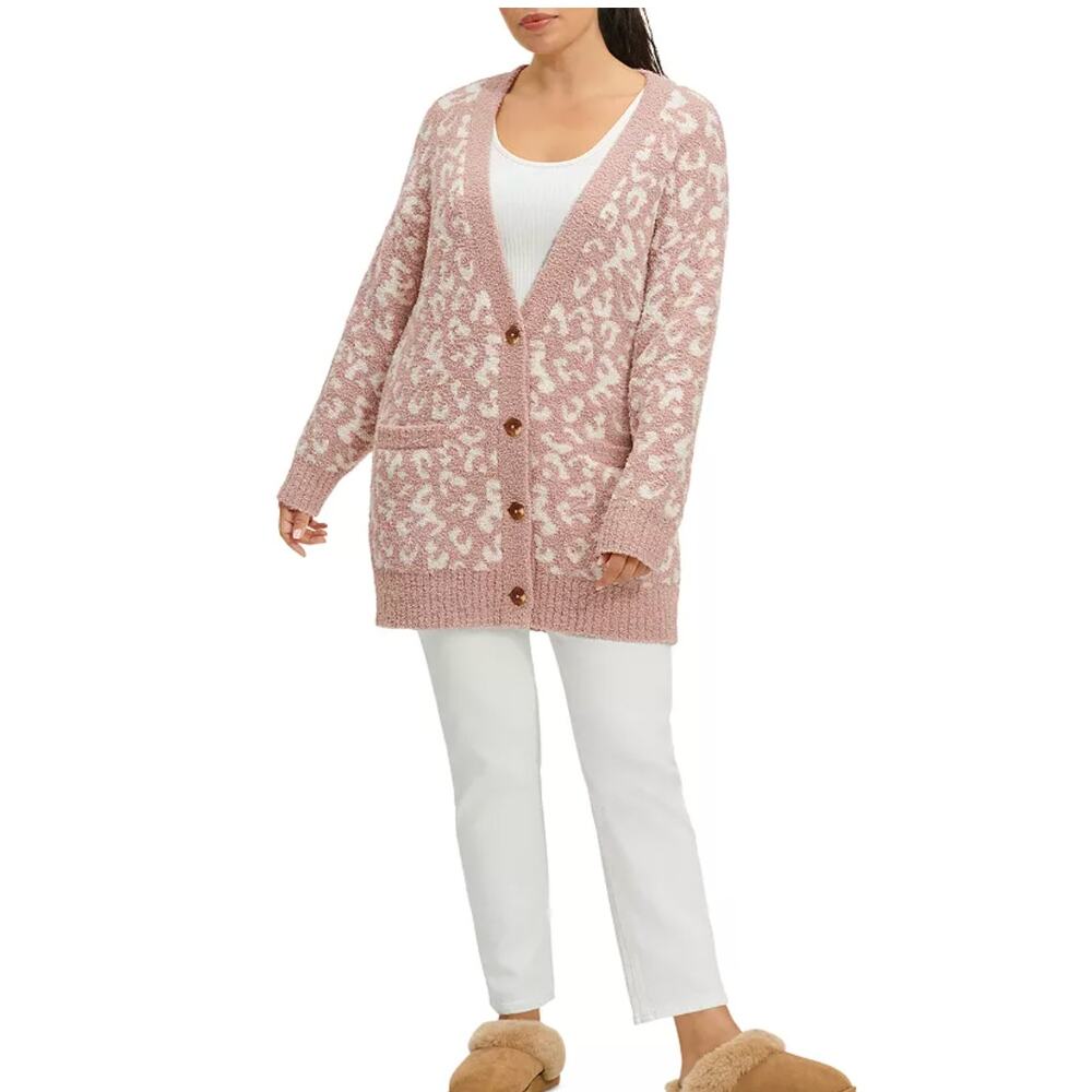 NWT UGG Joselyn Leopard Print Fuzzy Cardigan Sz M… - image 4